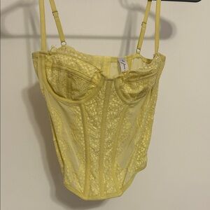 Urban Outfitters Yellow Lace Corset Bra